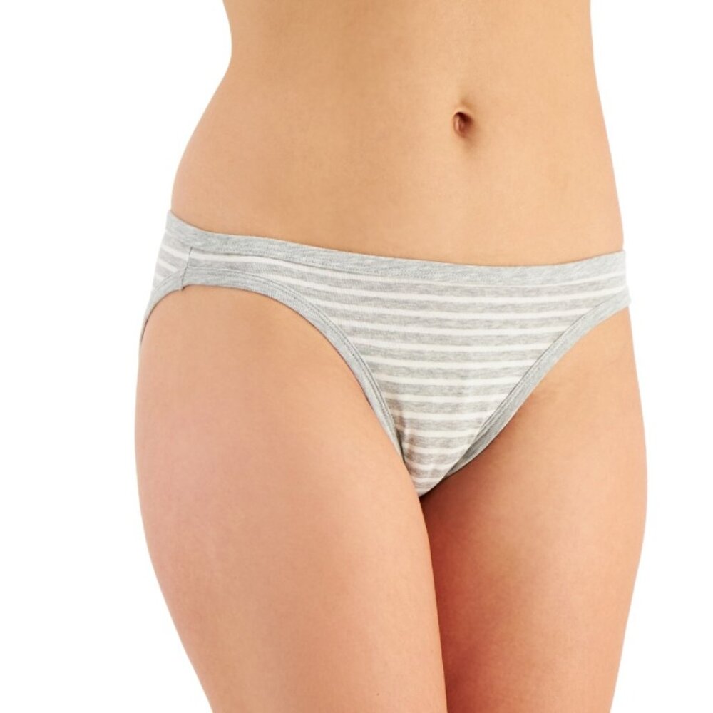 Jenni Women's Lace Trim Bikini Underwear, Gray Stripe
